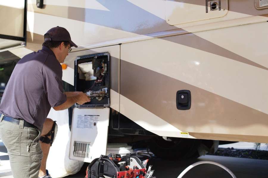 Alan repairs motorhome water heater